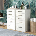 White 5-Drawer Wood Vanity Dresser Set of 2 D5833