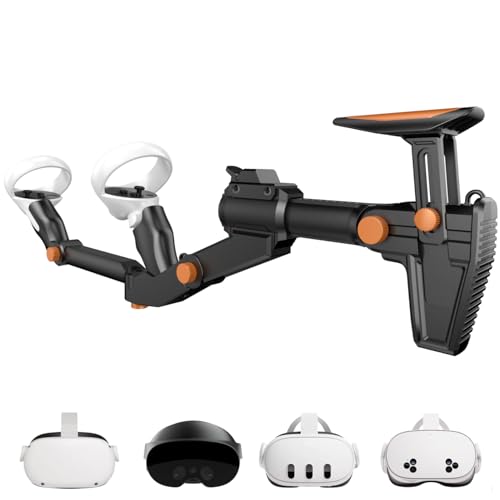 Adjustable Gunstock for Meta Quest 2 Quest 3 Quest 3S Quest Pro with Quick Magnetic Attachment Cheek Pad (Gunmetal Gray) W7804
