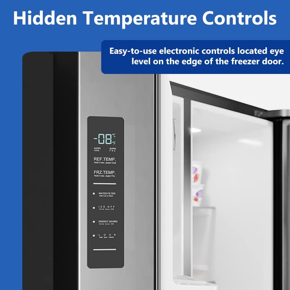 26.3 Cu. Ft Stainless Steel French Door Refrigerator with Auto Ice Maker and Water Dispenser T957