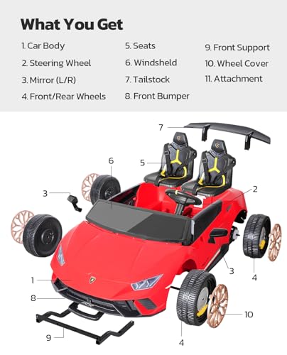 2 Seater Ride on Toy Car, 12V 10Ah, 4.0 mph, Max 130lbs, Rose Pink B2538