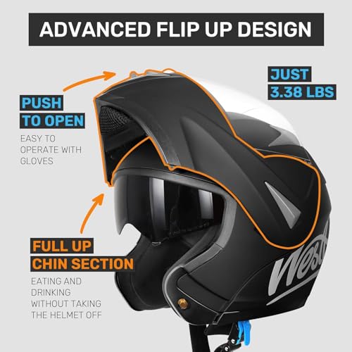 Modular Motorcycle Helmet with Dual Visor Full Face Flip Up A682