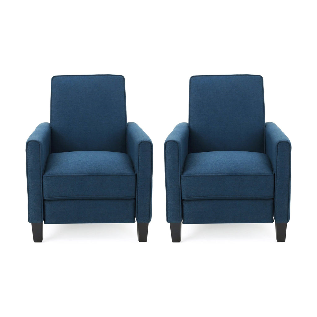 Navy Blue Fabric Recliner Set of 2 K4442