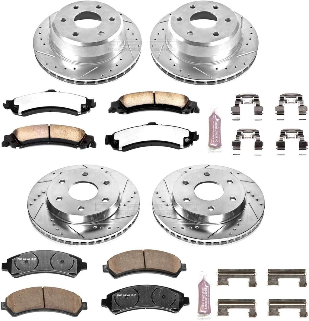 Front and Rear Z36 Carbon Fiber Ceramic Brake Kit with Drilled/Slotted Brake Rotors O736934
