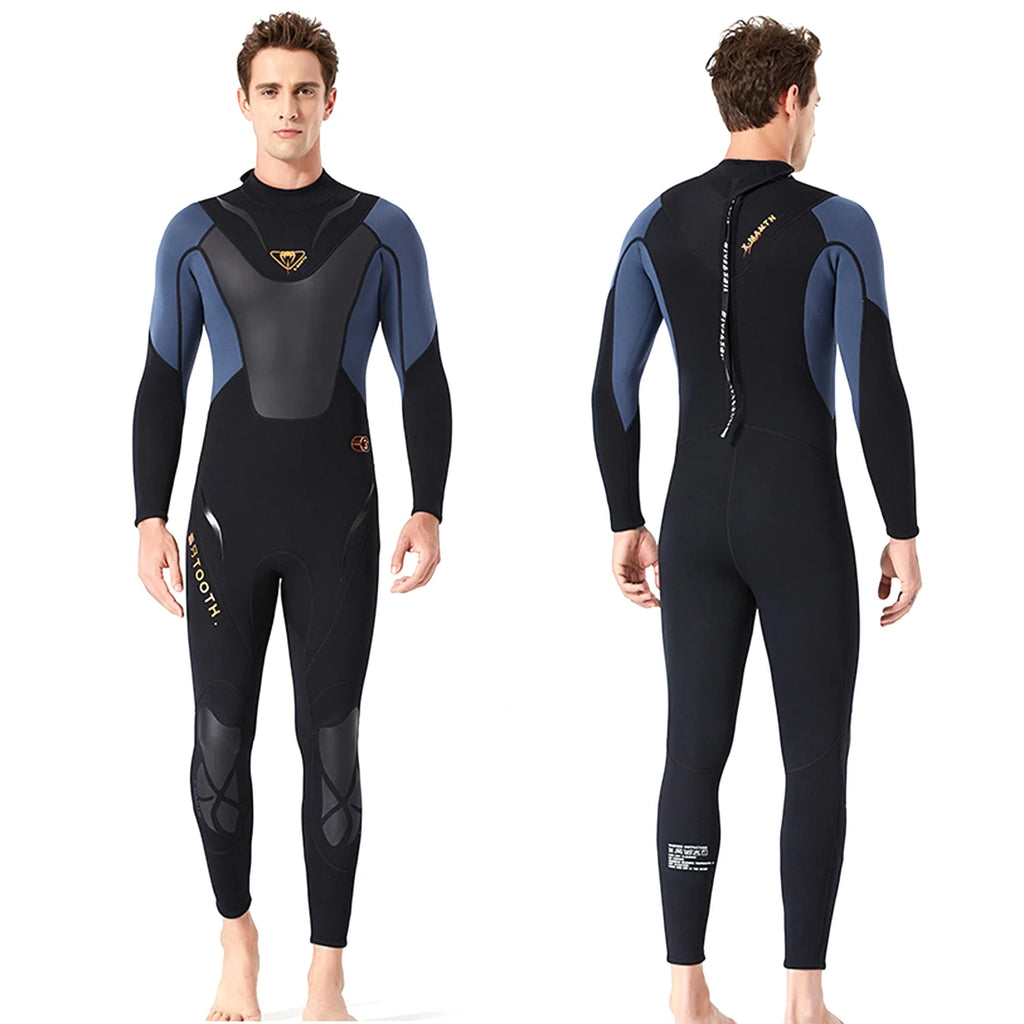 Men 3mm Neoprene Full-body Wetsuit with Back Zipper D6011