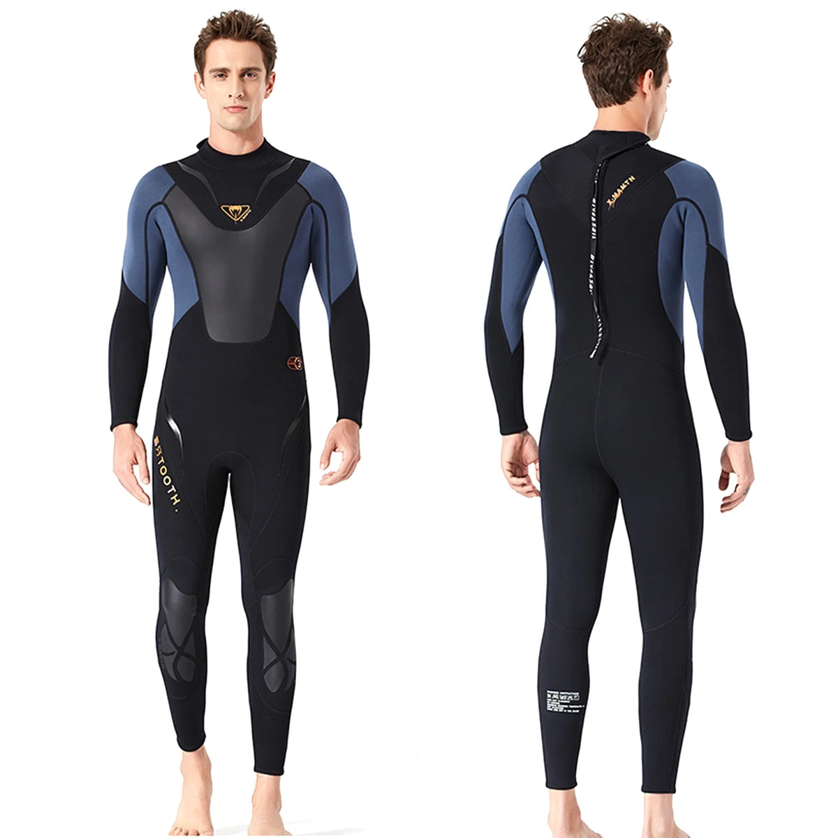 Men 3mm Neoprene Full-body Wetsuit with Back Zipper D6011