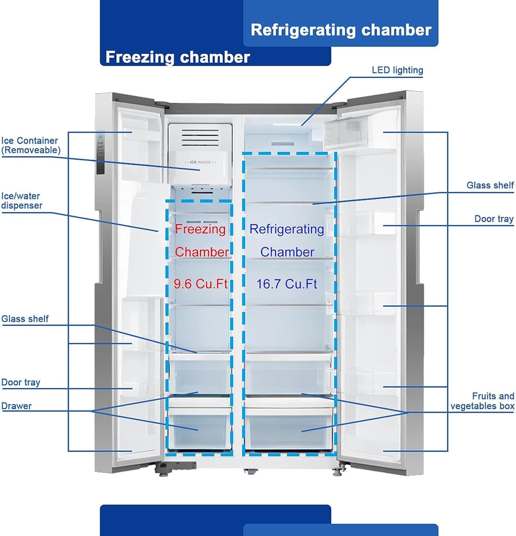 26.3 Cu. Ft Stainless Steel French Door Refrigerator with Auto Ice Maker and Water Dispenser T957