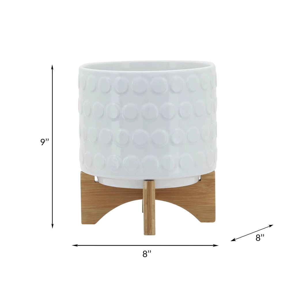 White Ceramic Round Planter B417567