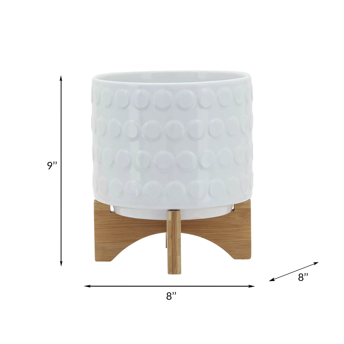 White Ceramic Round Planter B417567
