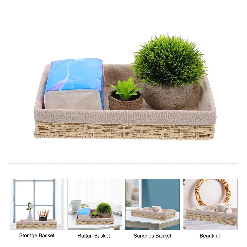 Beige Woven Rattan Storage Boxes X717160