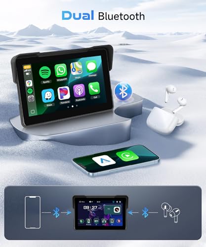 7Inch Motorcycle Carplay Screen, Wireless CarPlay & Android Auto with Waterproof Touchscreen X99194