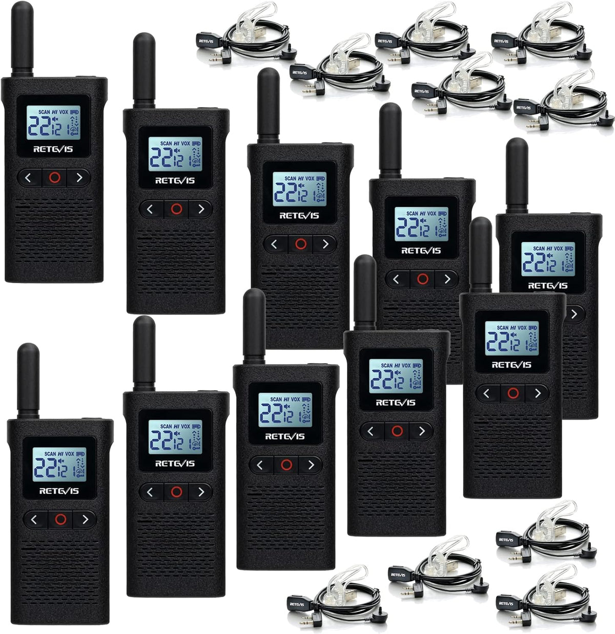 10 Pack Rechargeable Walkie Talkies with Earpiece Q94937