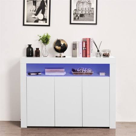High Gloss Wooden Sideboard Storage Cabinet with LED Light L80679
