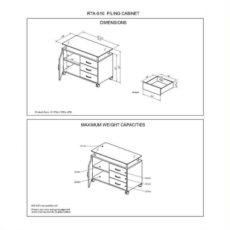 3 Drawer Wood Storage Cabinet in Graphite D7402