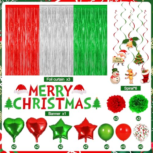 150 PCS Christmas Foil Fringe Curtains Balloons Garland Arch Kit U48868