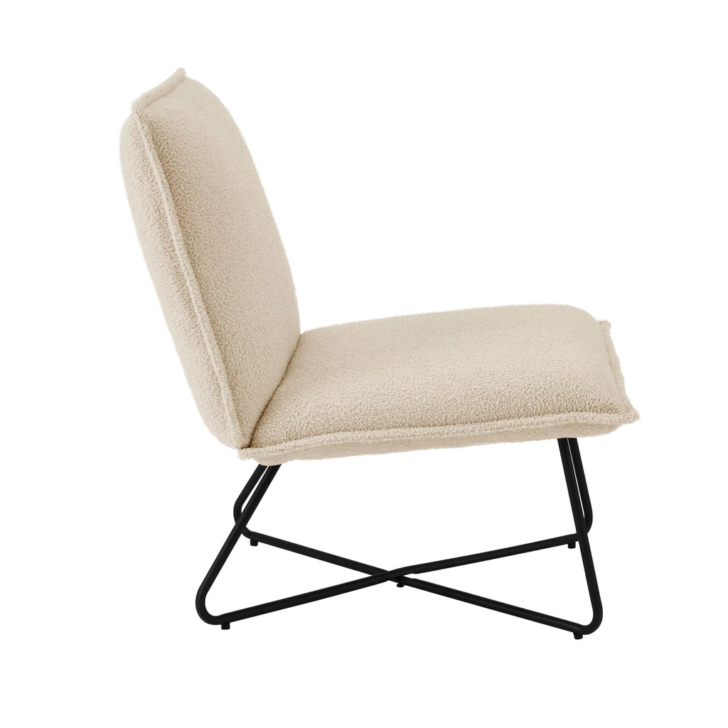 Beige Sherpa Accent Chair with Black Metal Legs K9135