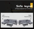 3 PCS L-Shaped Sectional Couch Sofa Set Linen Fabric with Storage Ottoman T14543