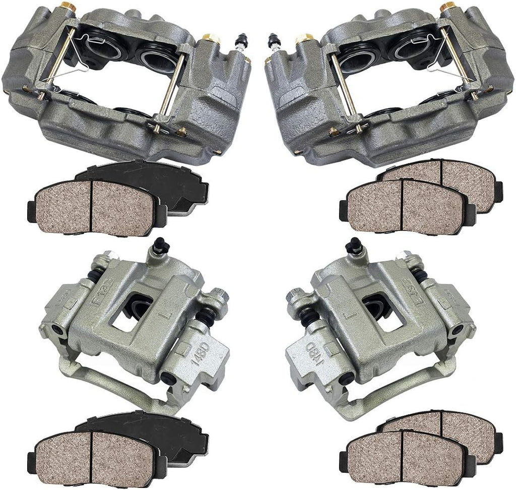 Front and Rear 4 Ceramic Brake Calipers and Pads Kit D924