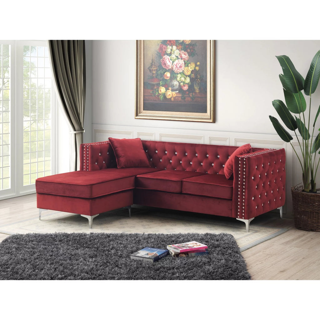 Burgundy Sofa Chaise H357