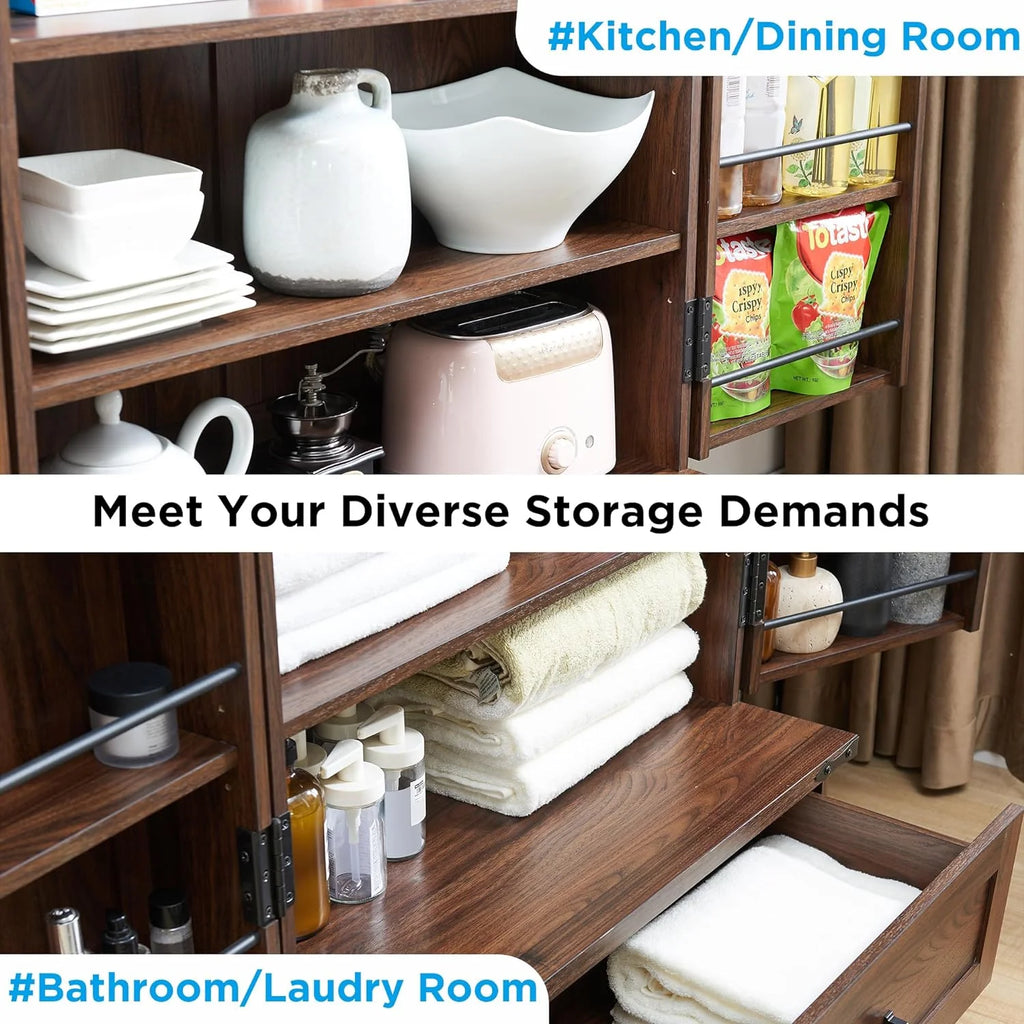 Brown 72" Tall Wood Kitchen Pantry Cabinet with 2 Doors I246288