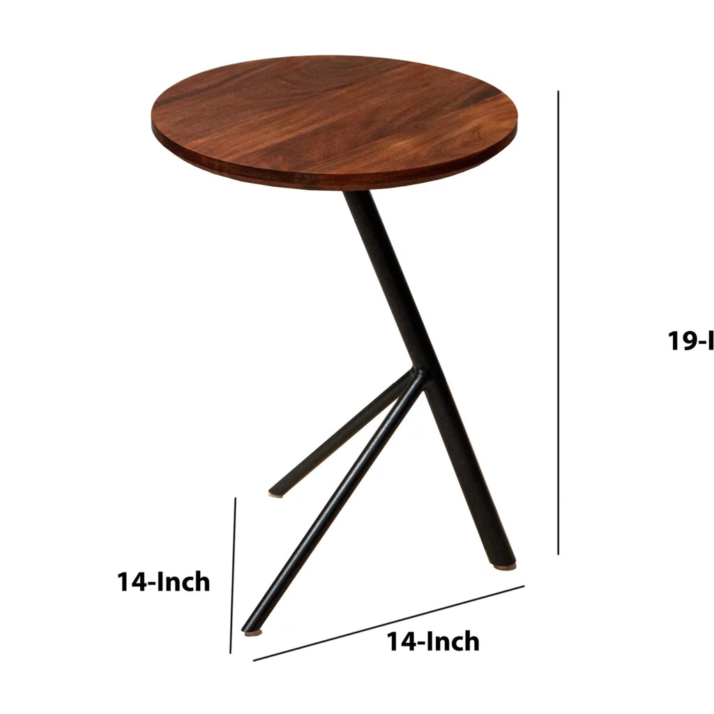 19 Inch Round Acacia Wood End Side Table P9456