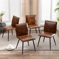 Faux Leather Dining Chairs Set of 4 with Black Metal Legs I9733