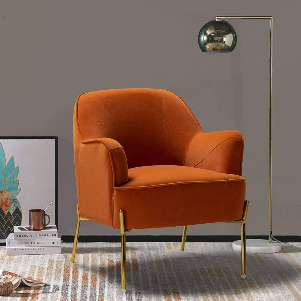 Orange Gold Legs Accent Chair Y7259
