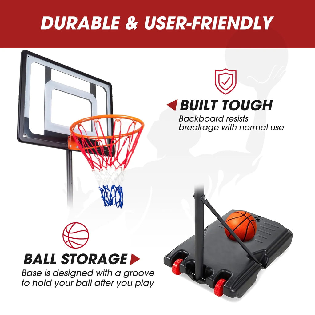 Basketball Hoop with 60''- 84'' Adjustable Height Portable with Stand & Backboard Wheels C71694
