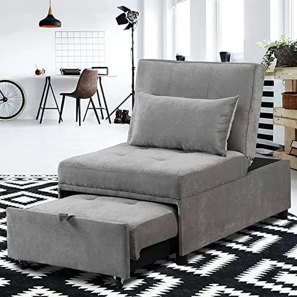 Convertible Chair Bed 4-in-1 Folding Ottoman Sofa Bed with Adjustable Backrest K67626