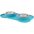 Double Stainless Steel Pet Bowl with Silicone Mat S64530