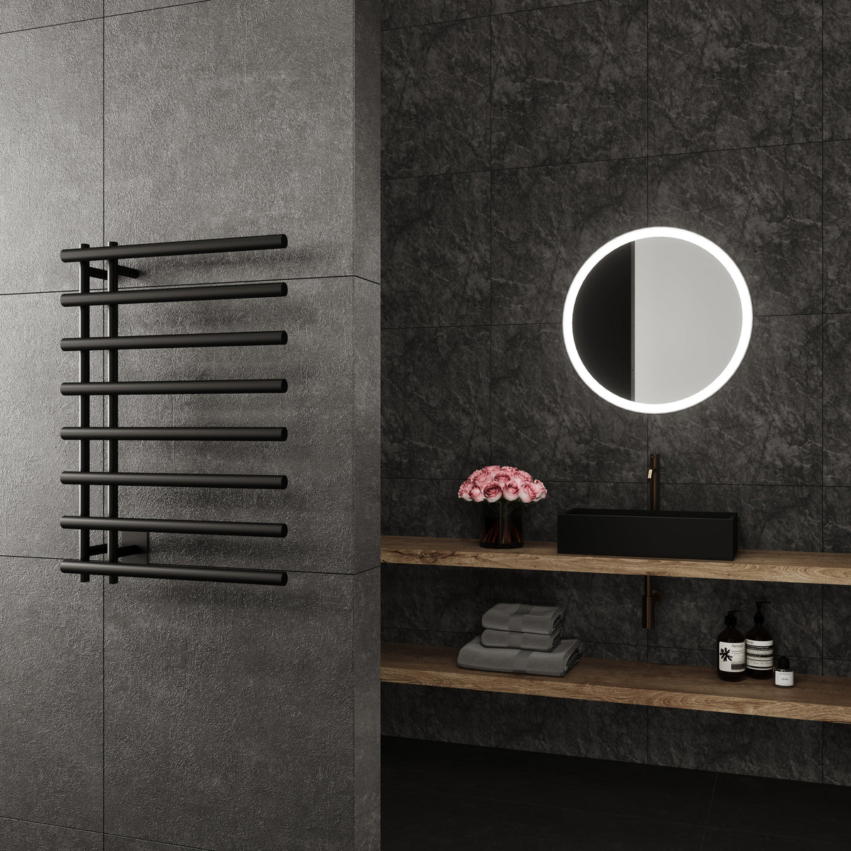 Wall Mounted Electric Towel Warmer in Black M799365