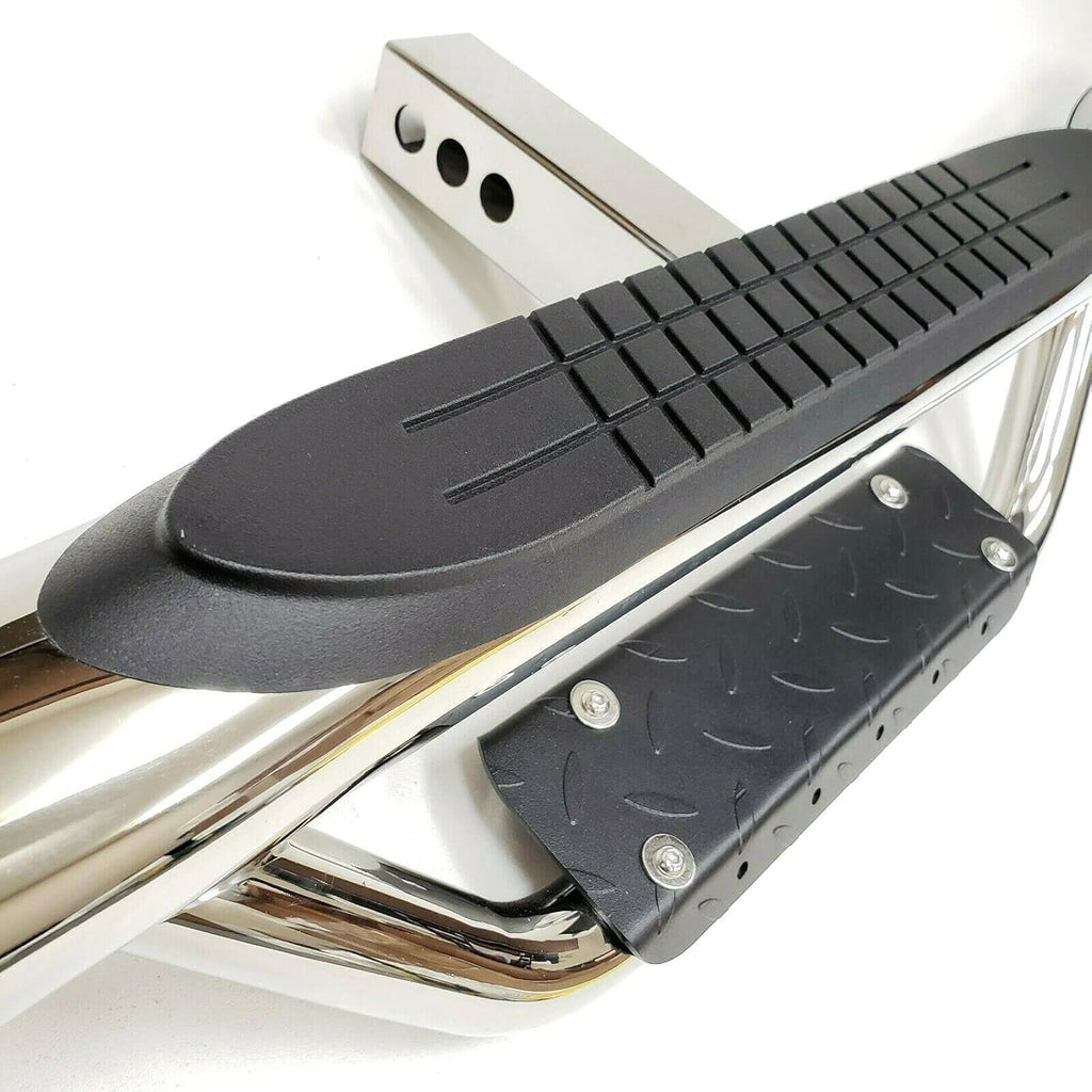 Chrome Towing Hitch Step Bar Drop Step 2" Receiver Round End Rear Bumper Guard Q9264