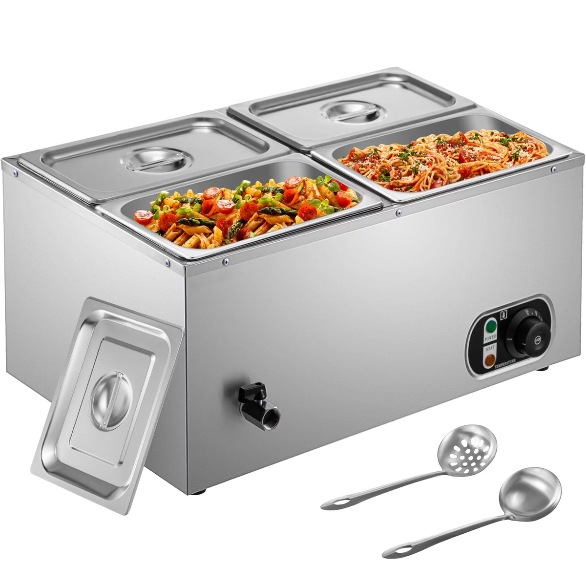 110V 4-Pan Stainless Steel Commercial Food Warmer 24 Qt U568