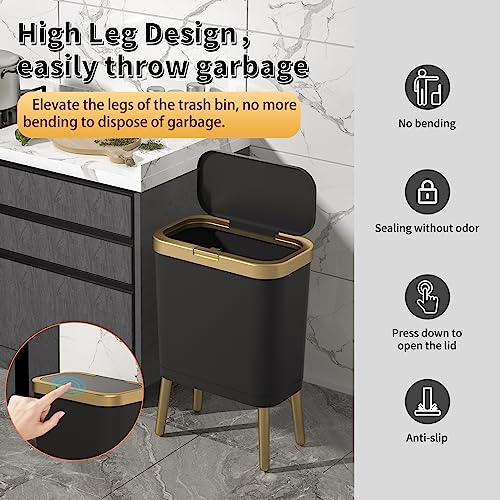 Black Plastic Trash Can with Lid, 4 Gallon E903405