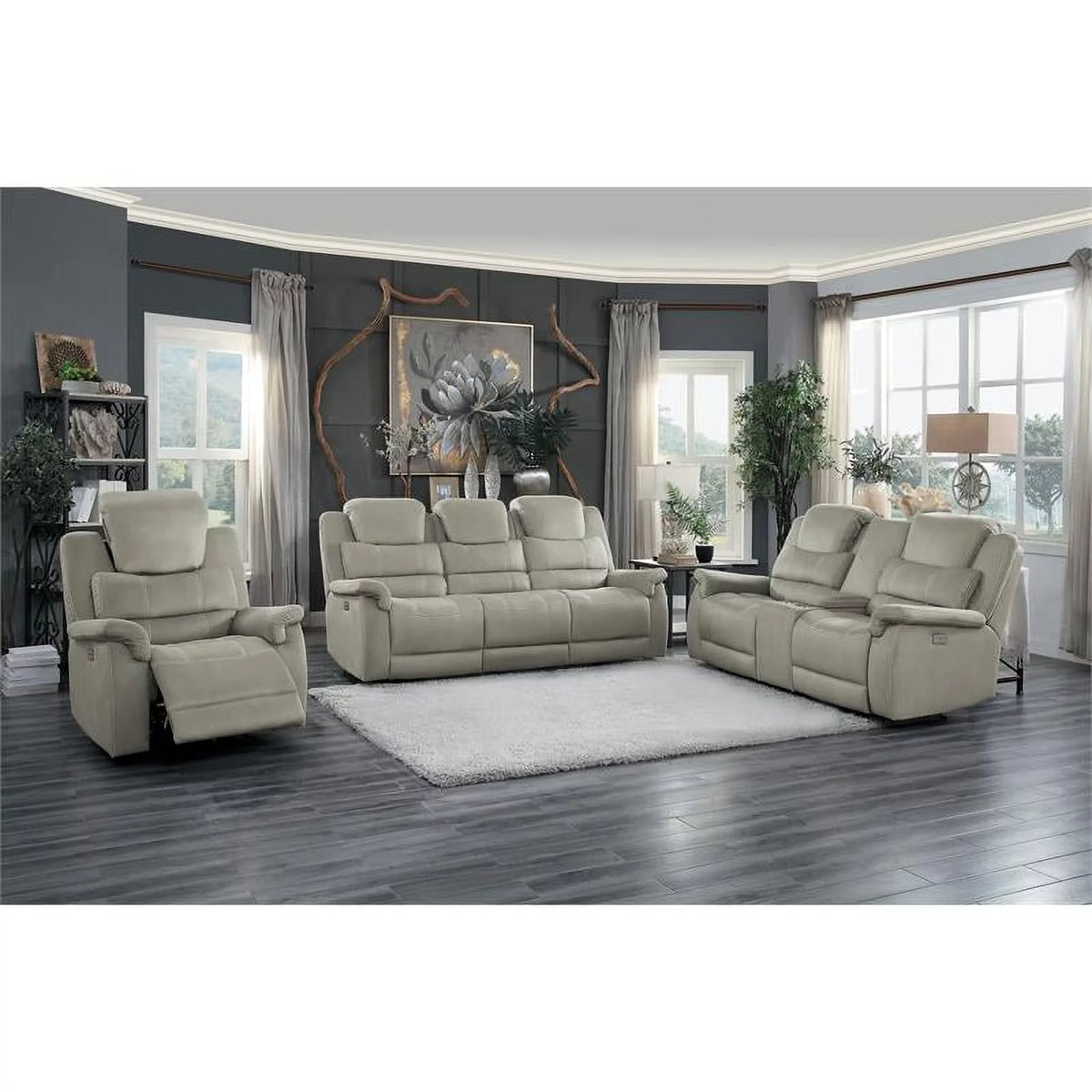 20" Microfiber Power Double Reclining Sofa in Gray B286639