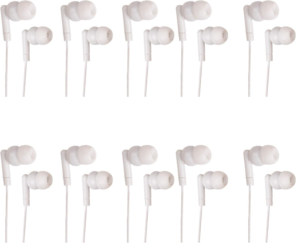 White Headphones 3.5mm Disposable Earbuds 50 Pack J592