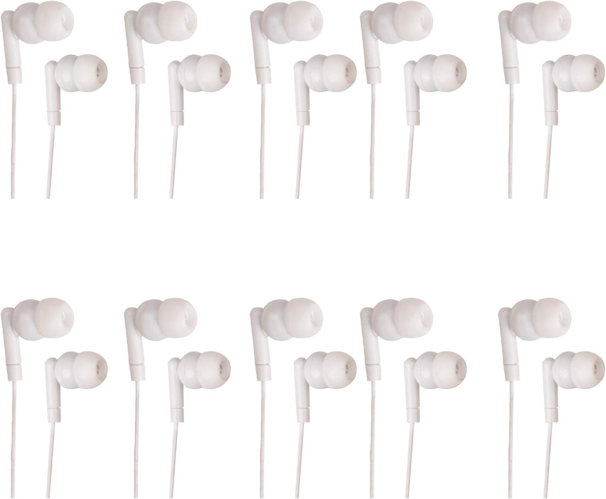 White Headphones 3.5mm Disposable Earbuds 50 Pack J592