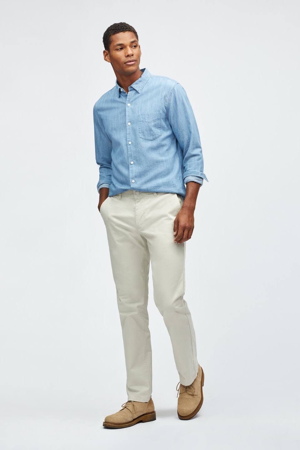 Straight Leg Stretch Washed Chinos R725652