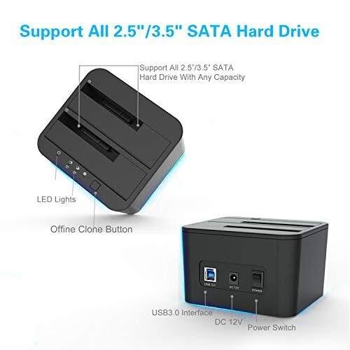 Hard Drive Docking Station, USB 3.0 SATA Dual Bay for 2.5 & 3.5 Inch HDD/SSD B8532