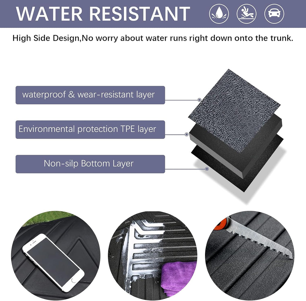 Black TPO All Weather Heavy Duty Waterproof Rear Cargo Tray Trunk Floor Mat Protector K845395