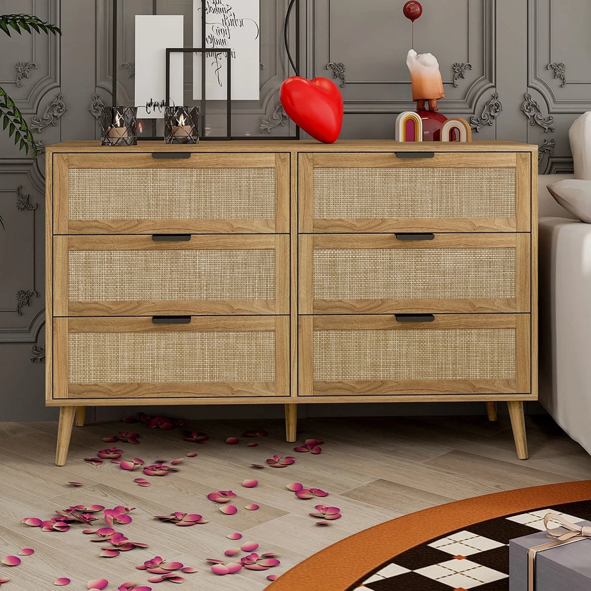 Modern Rattan 6 Drawer Dresser V479833