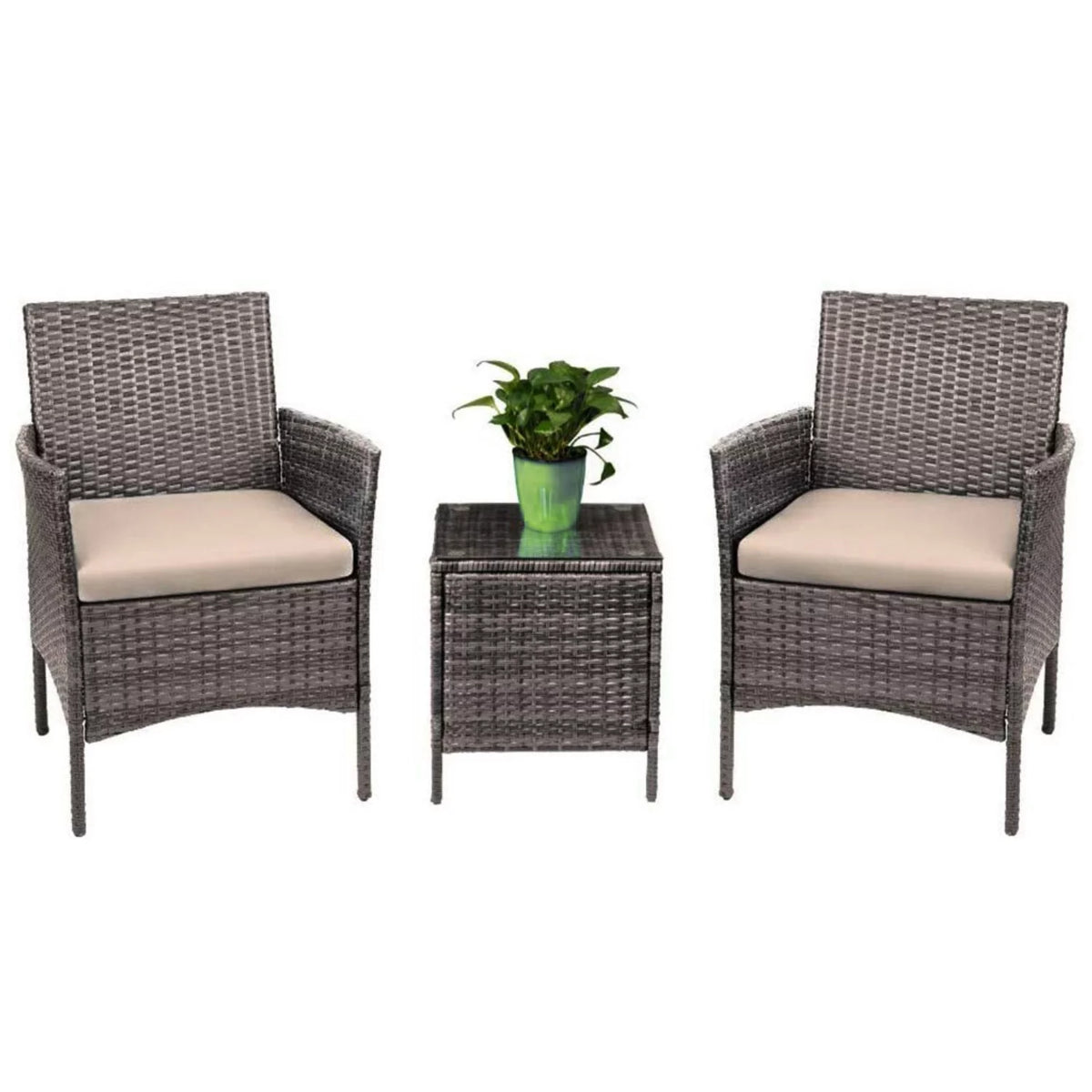 3 Piece Patio Rattan Furniture Set Beige C113