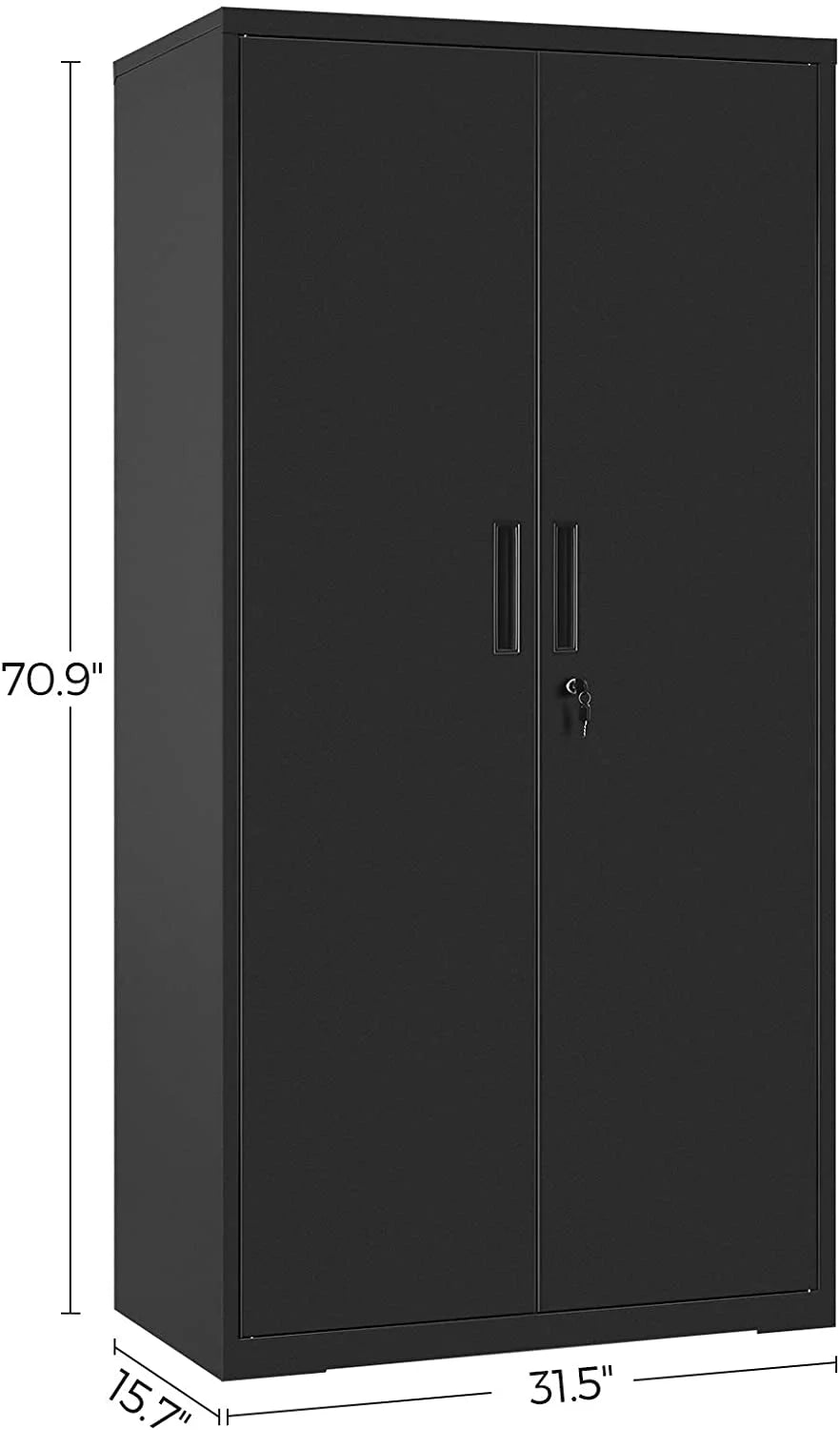 Metal Storage Cabinet with Doors and Shelves Black E21369