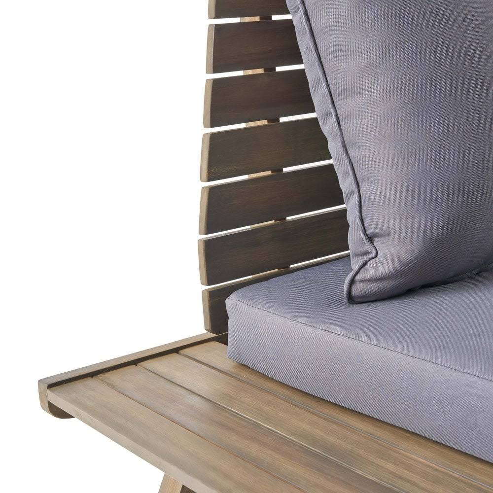 Outdoor Acacia Wood Chair Set of 2, Dark Gray A1152