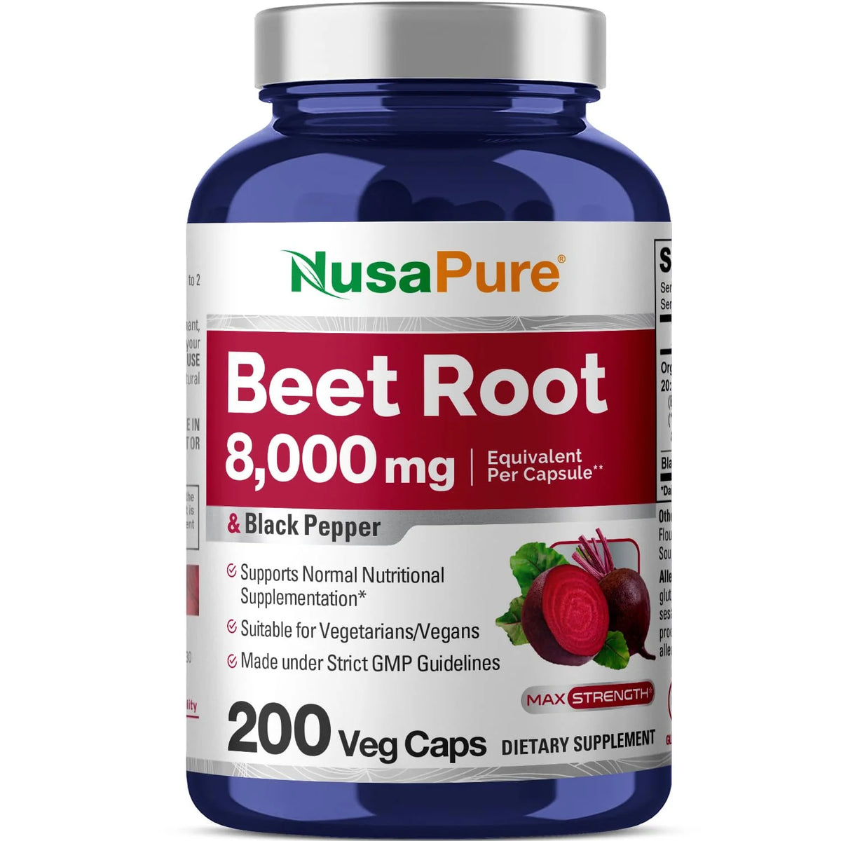 Beet Root 8,000mg per Caps Vegan Non-GMO 200 Veggie caps W642217