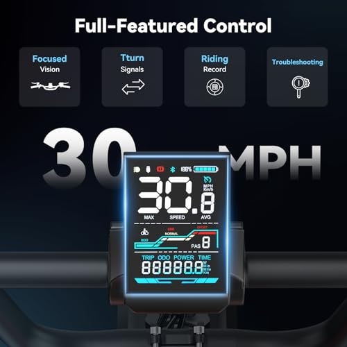 Electric Bike, 1500W Peak Motor, 30MPH, 70Miles, Dual Suspension, 20" Fat Tire, 48V 13Ah Battery J10776