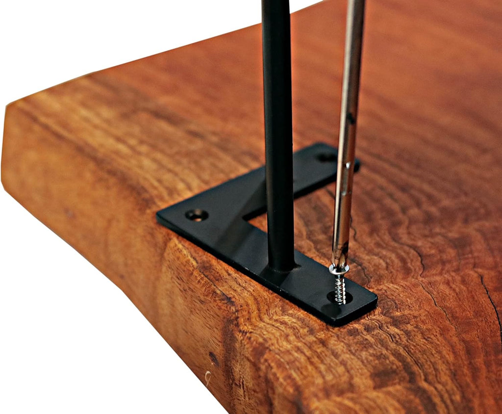 Natural Wood Edge Teak Coffee Table with Clear Lacquer Finish and Metal Hairpin Legs G64618