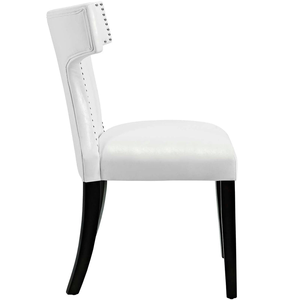 White Curved Vinyl Dining Chair (Set of 2) L90559