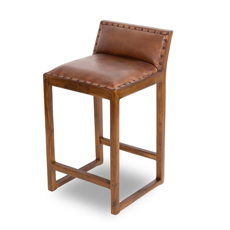 Cognac Tan Leather Counter Stool A2448