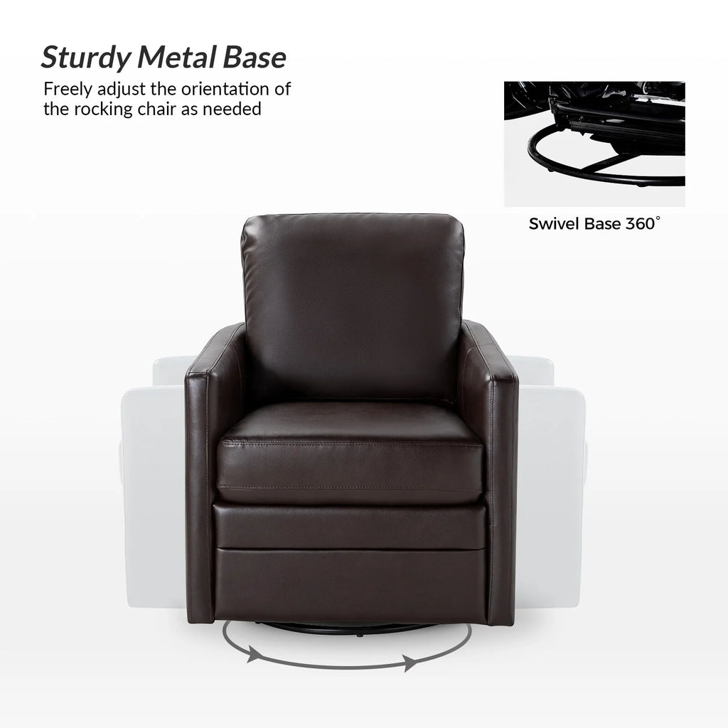 Brown Faux Leather Swivel Barrel Chair Set of 2 Y1551