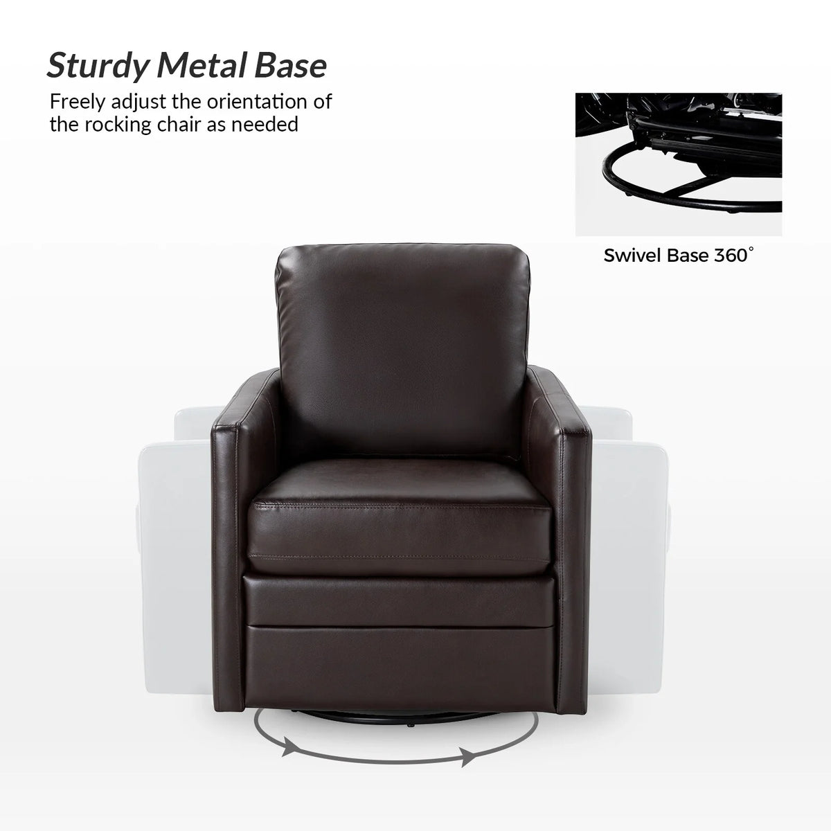 Brown Faux Leather Swivel Barrel Chair Set of 2 Y1551